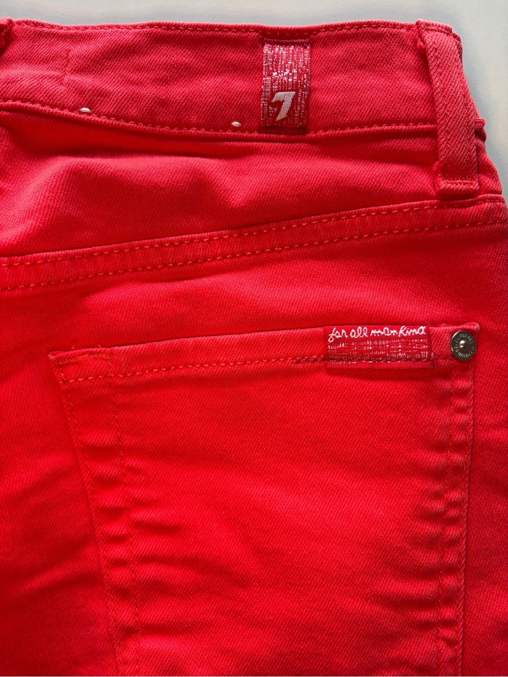7 for all mankind red wide leg cropped denim jeans high rise women’s size 26 - Picture 9 of 9